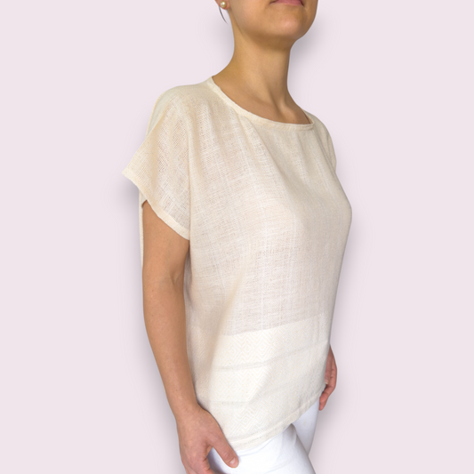 Gewebte Kaftan-Bluse "Luna" aus Mexiko - natur
