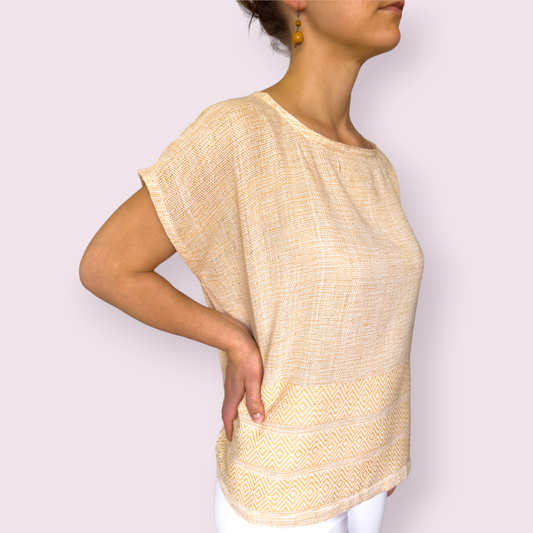Gewebte Kaftan-Bluse "Luna" aus Mexiko - gelb