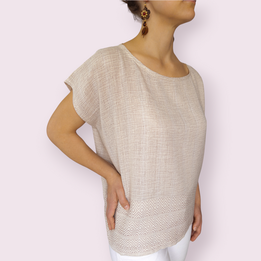 Gewebte Kaftan-Bluse "Luna" aus Mexiko - braun