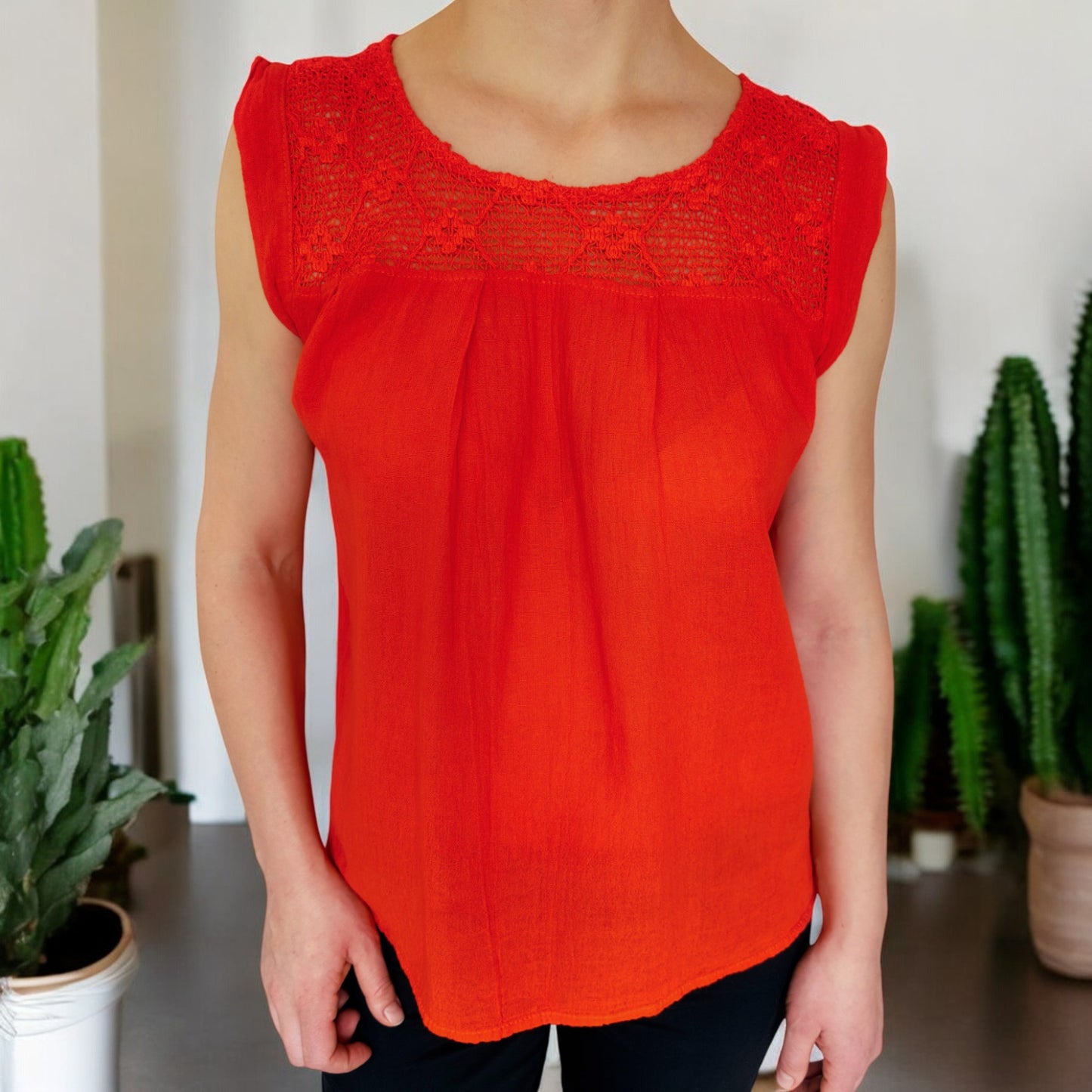 Sommerbluse "Flora" aus Mexiko - orange
