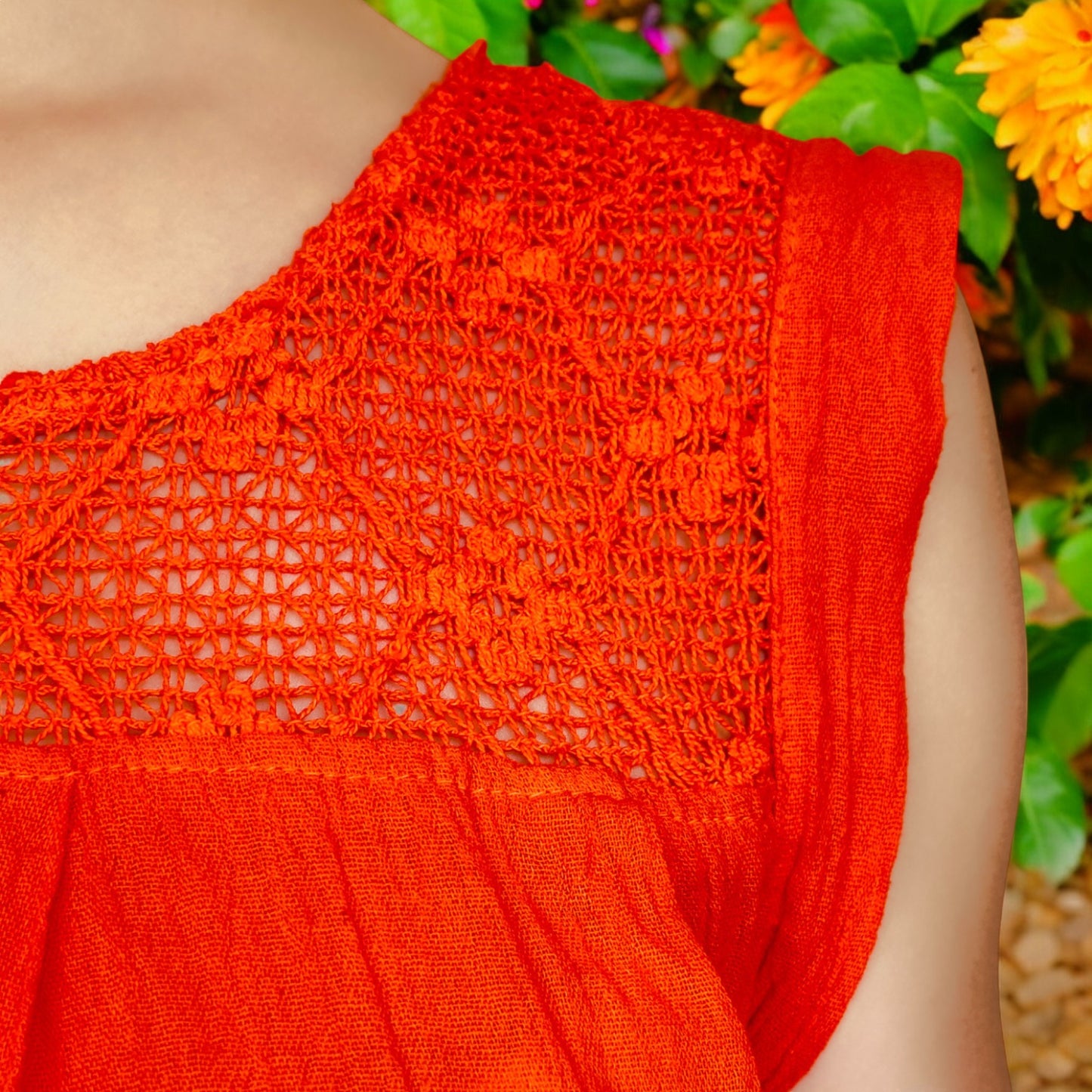 Sommerbluse "Flora" aus Mexiko - orange