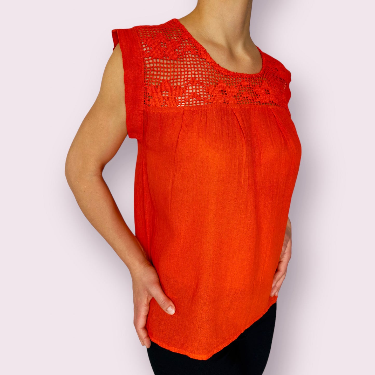 Sommerbluse "Flora" aus Mexiko - orange
