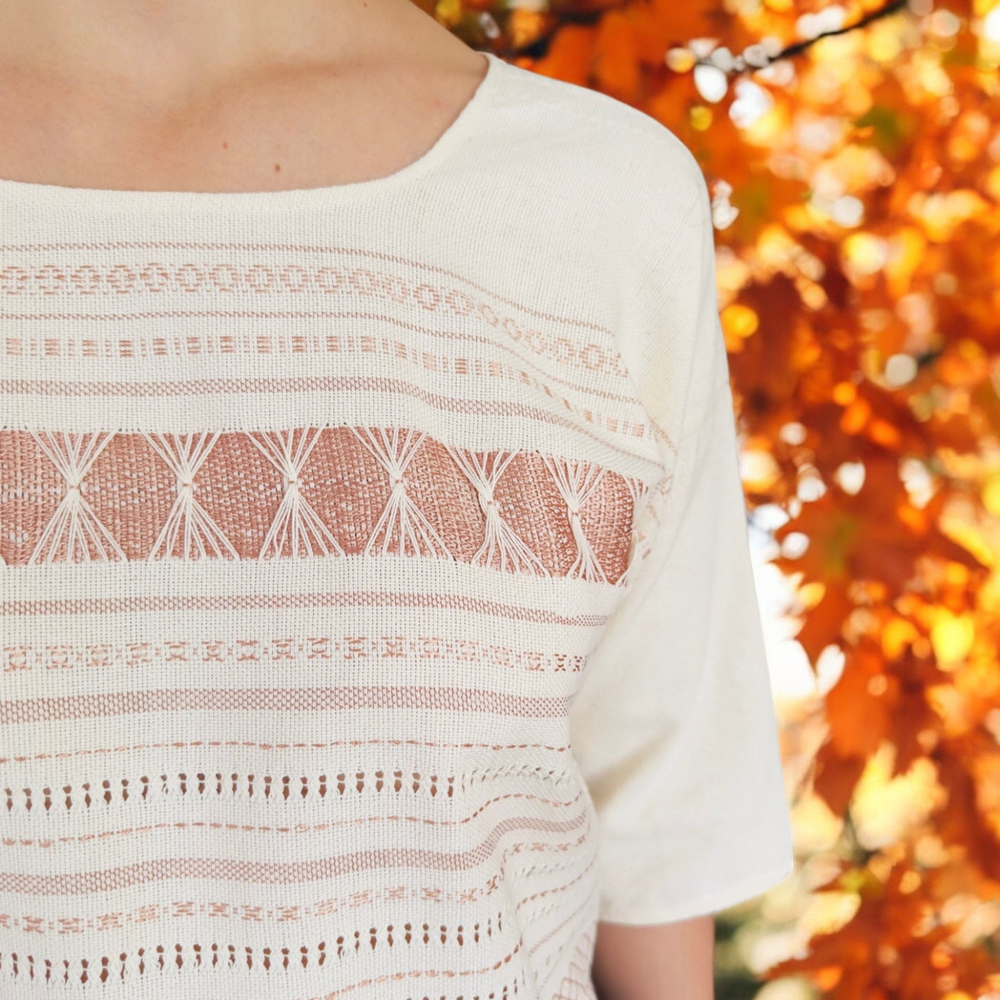 Gewebte Bluse "Serena" aus Mexiko - natur-beige