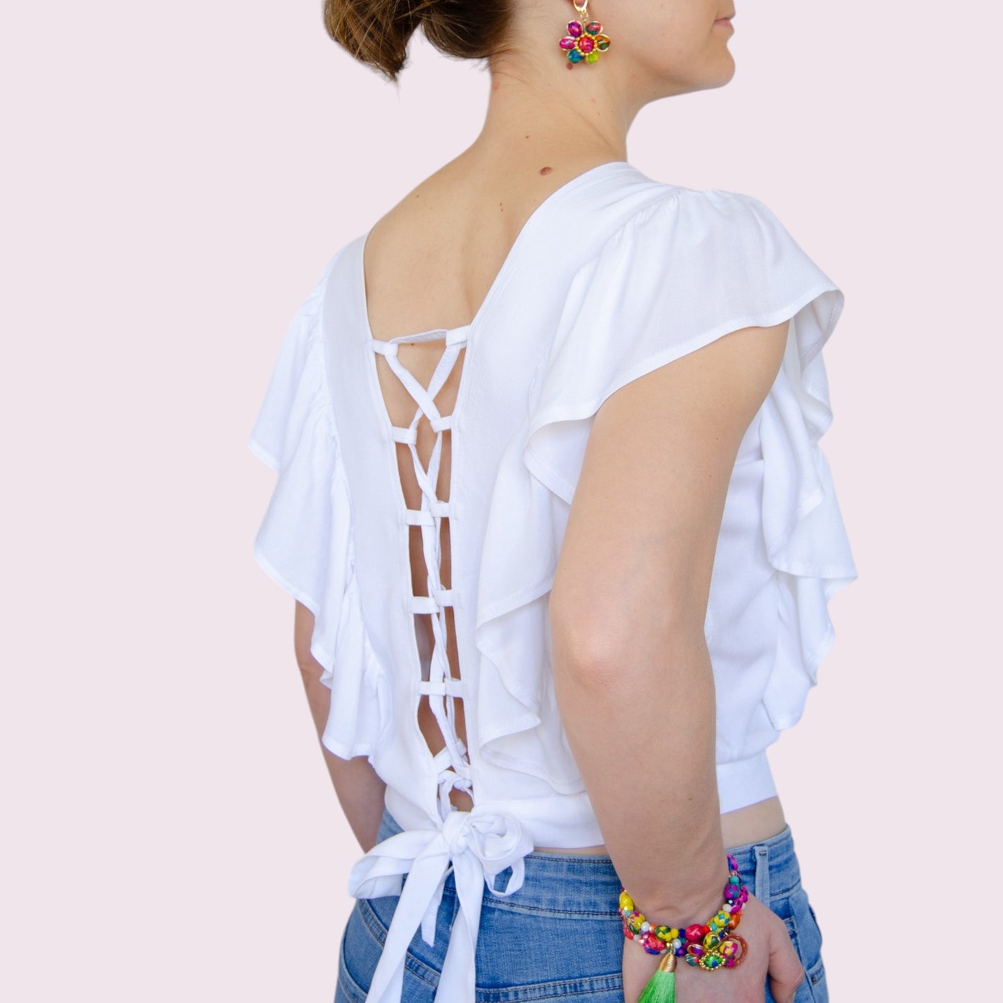 Handbestickte Bluse "Mariposa" aus Mexiko - bunt