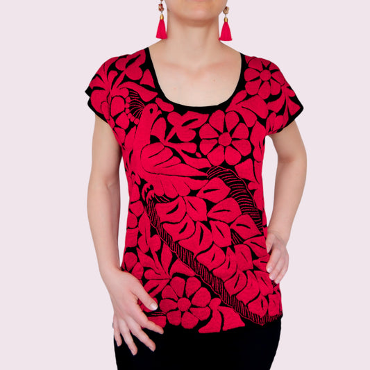Handbestickte Bluse "Patricia" aus Mexiko - rot