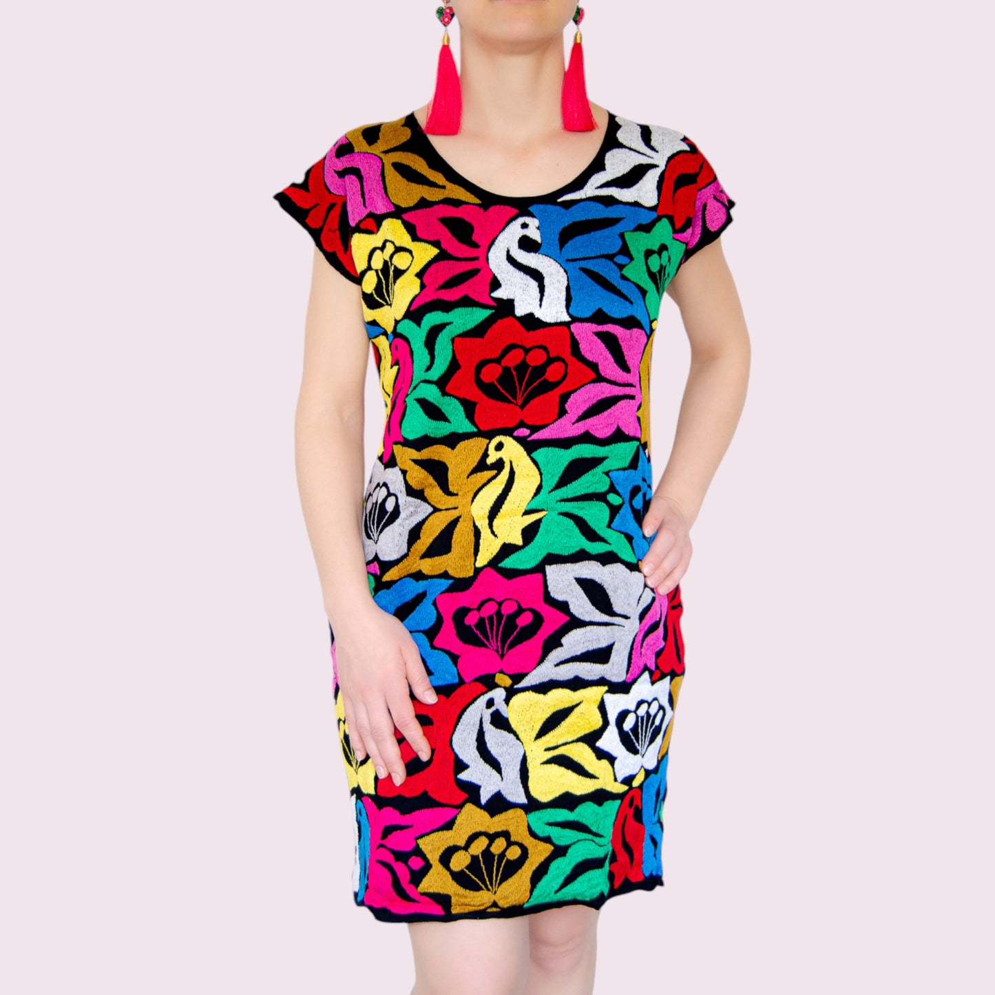 Handbesticktes Kleid "Eliana" aus Mexiko - bunt