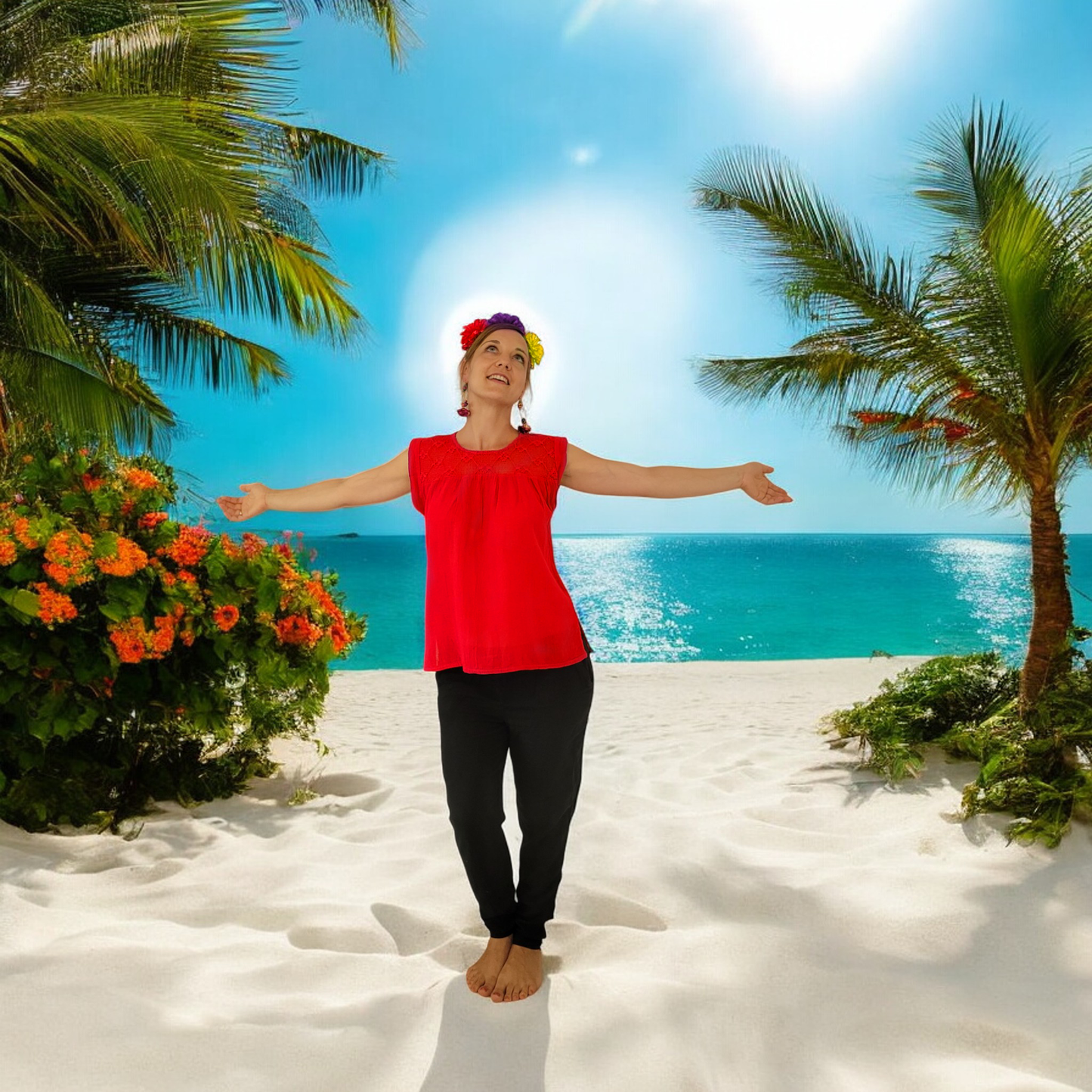 Diadem "Frida" aus Mexiko - gelb-lila-orange