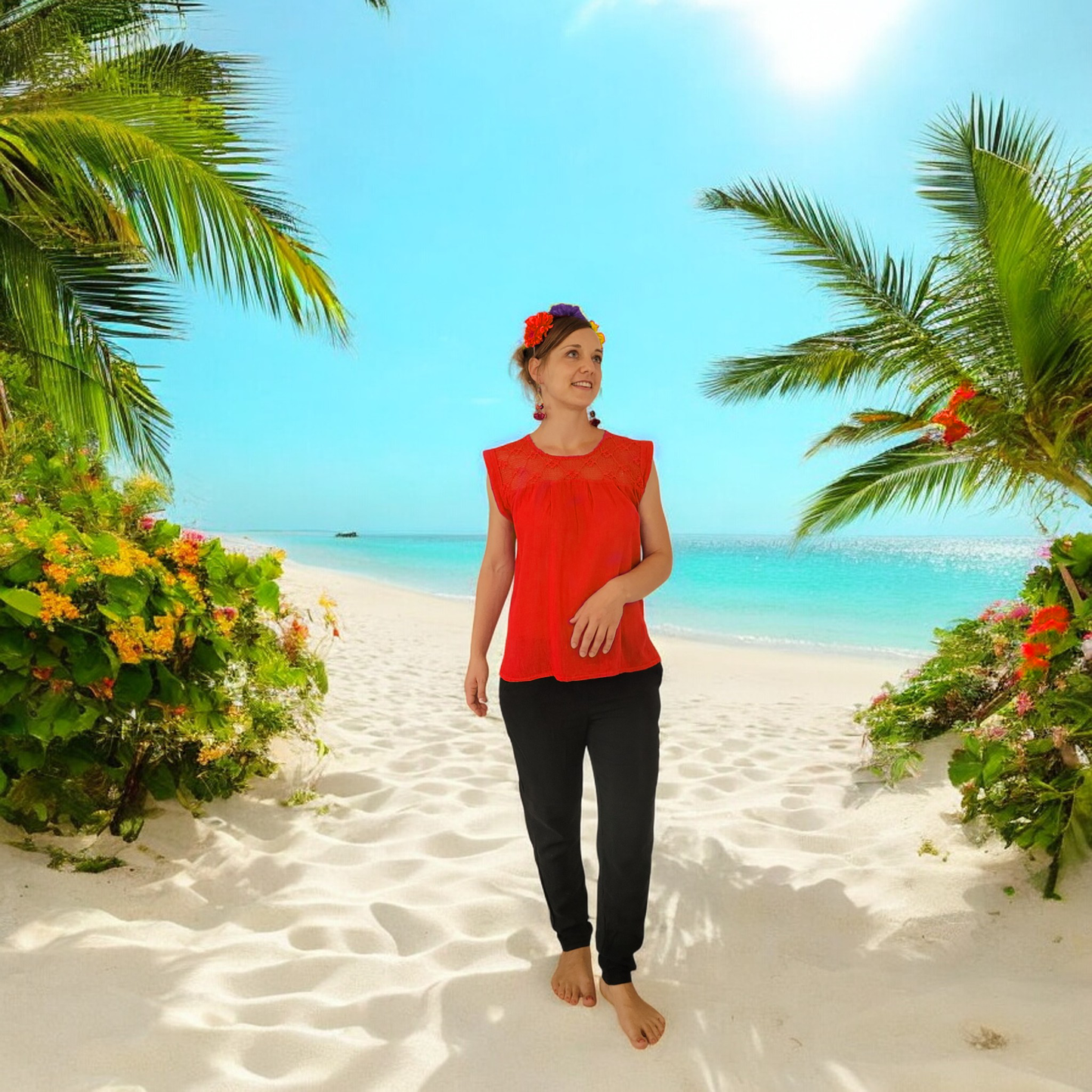 Diadem "Frida" aus Mexiko - gelb-lila-orange