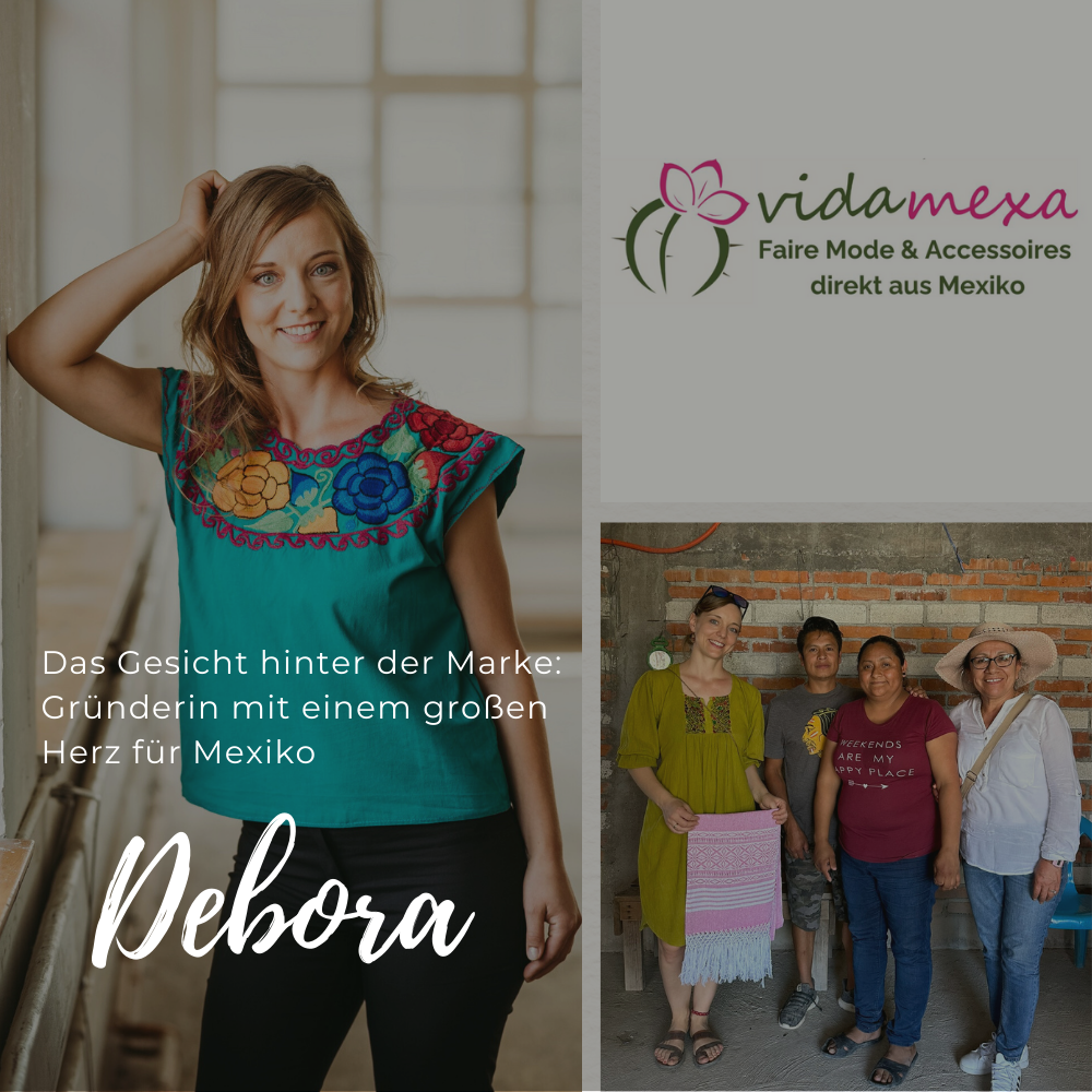 Gewebter Poncho "Cocol" aus Mexiko - schwarz-beige