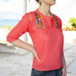 Handbestickte Bluse "Lina" aus Mexiko - lachs