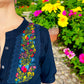 Handbestickte Bluse "Luisa" aus Mexiko - dunkelblau