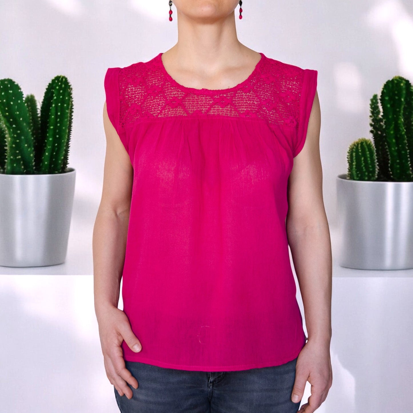 Sommerbluse "Flora" aus Mexiko - pink