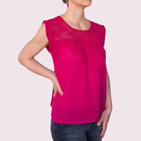 Sommerbluse "Flora" aus Mexiko - pink