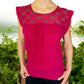 Sommerbluse "Flora" aus Mexiko - pink-grau