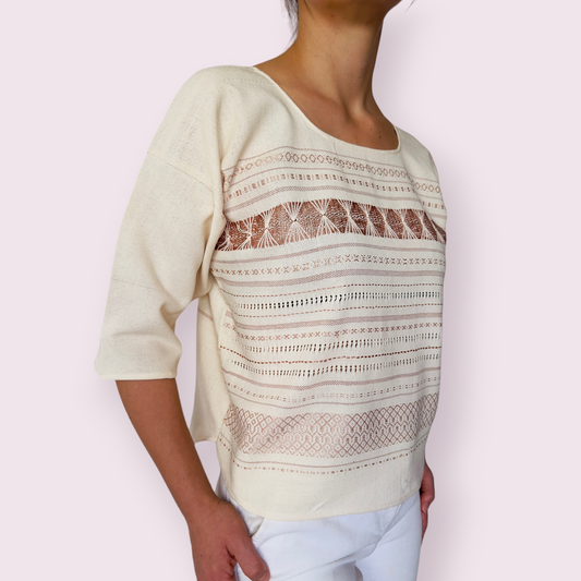 Gewebte Bluse "Serena" - natur-beige