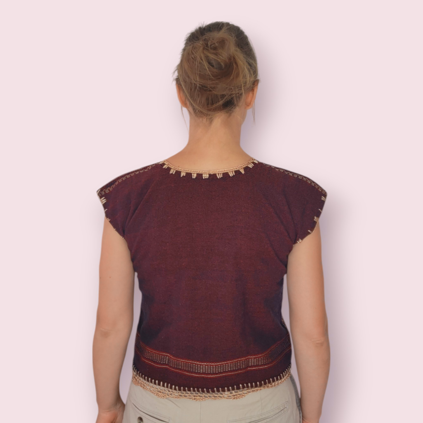 Gewebte Bluse "Verena" aus Mexiko - burgunder