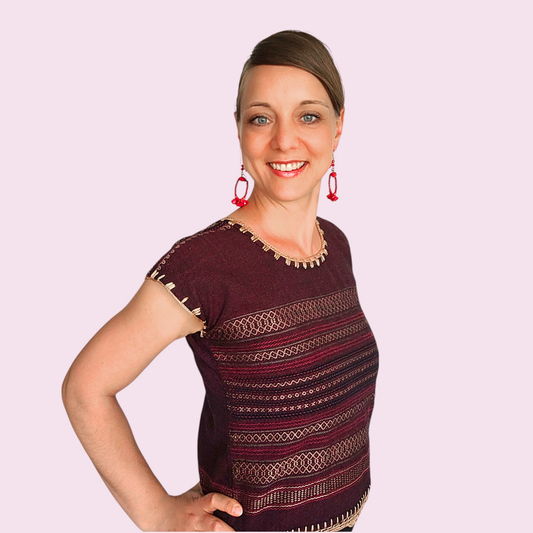 Gewebte Bluse "Verena" aus Mexiko - burgunder