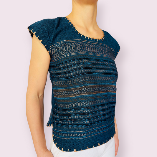 Gewebte Bluse "Marina" - dunkelblau