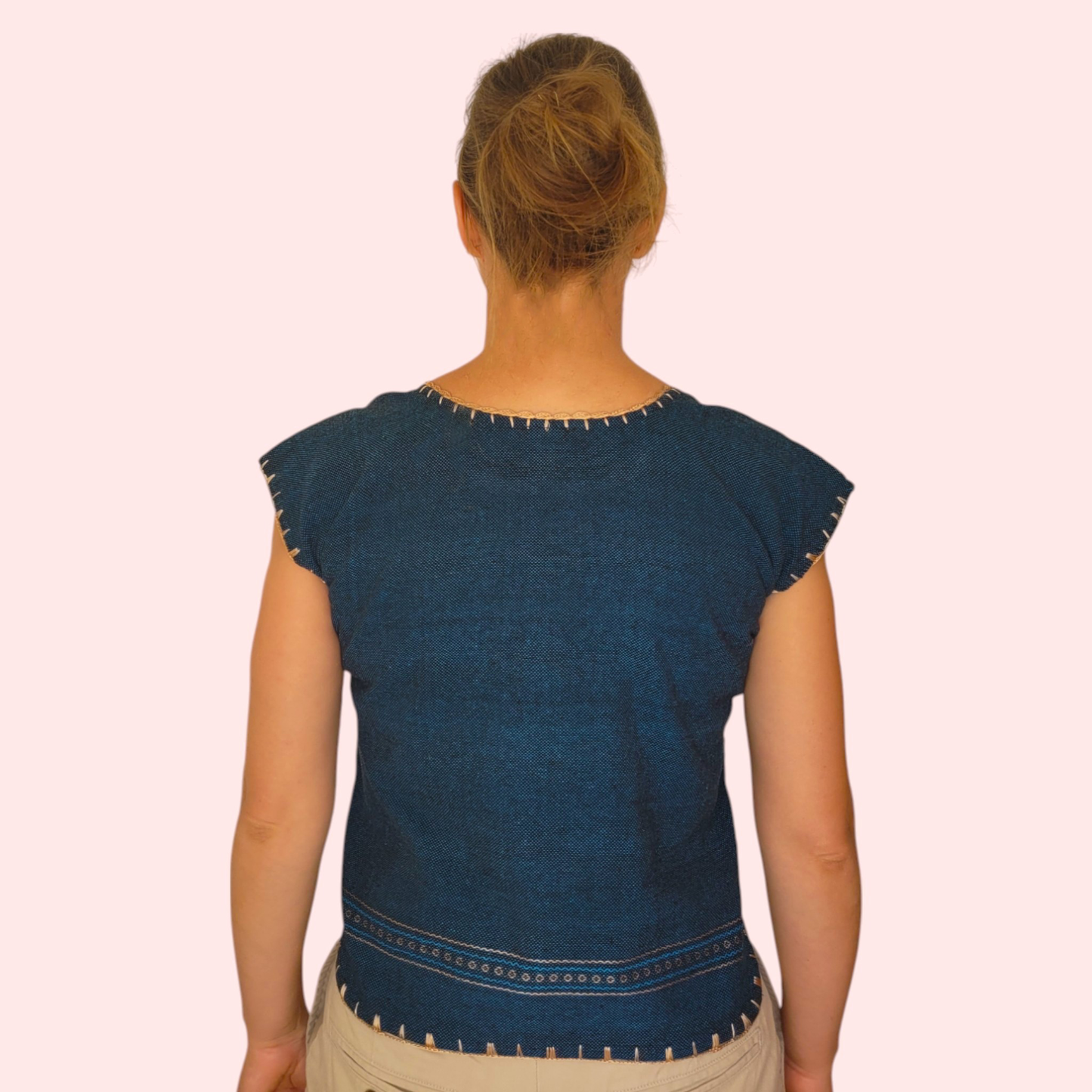 Gewebte Bluse "Marina" aus Mexiko - dunkelblau