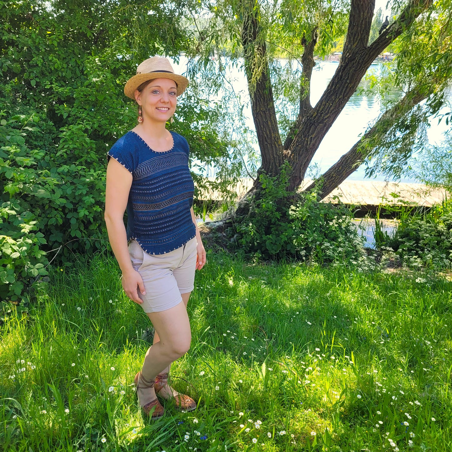 Gewebte Bluse "Marina" aus Mexiko - dunkelblau