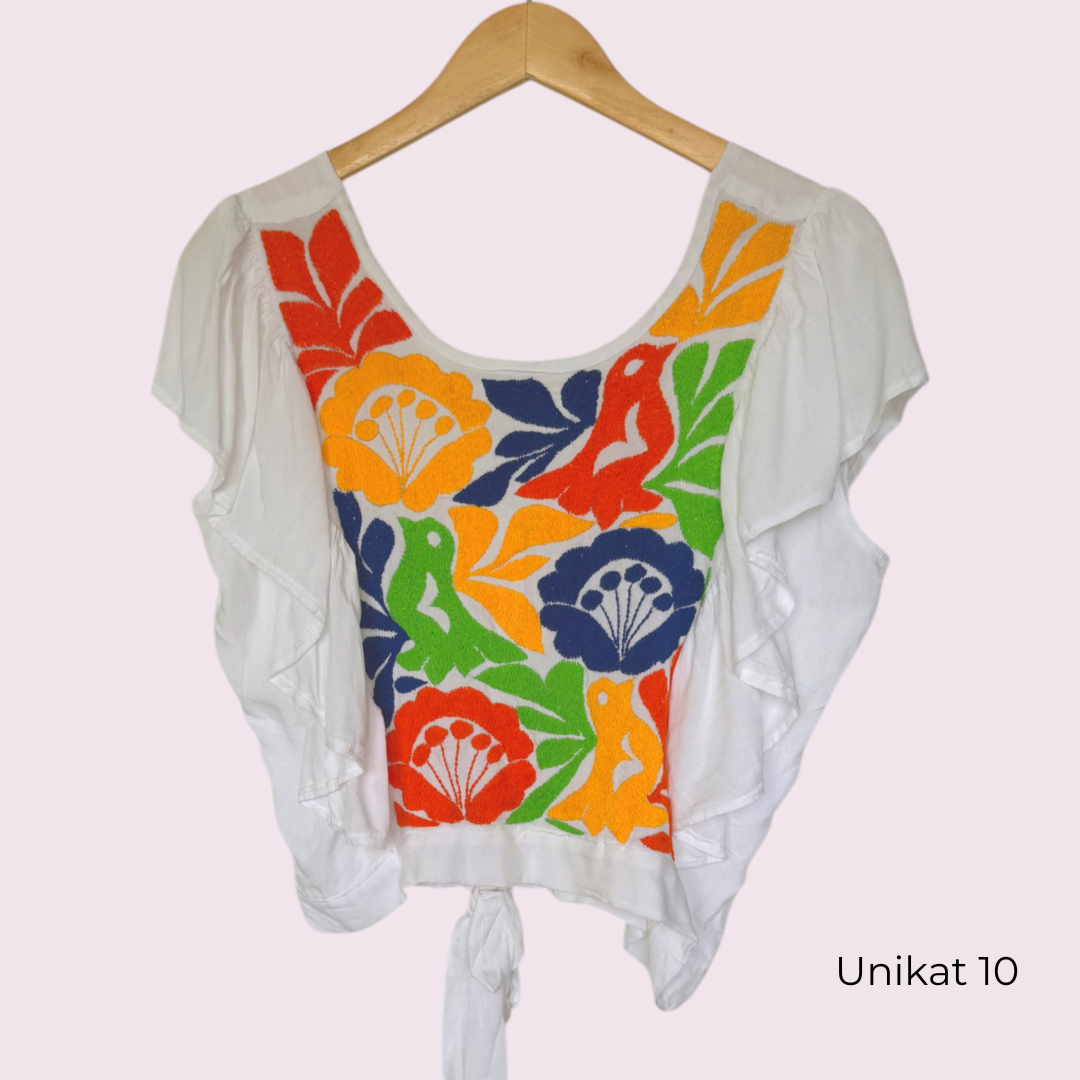 Handbestickte Bluse "Mariposa" aus Mexiko - bunt