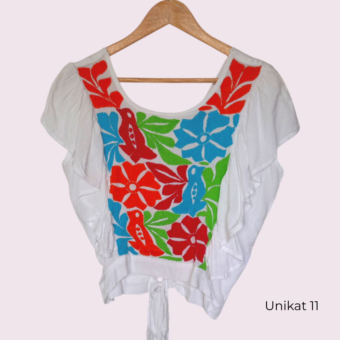 Handbestickte Bluse "Mariposa" aus Mexiko - bunt
