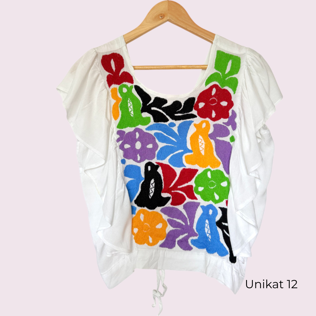 Handbestickte Bluse "Mariposa" aus Mexiko - bunt