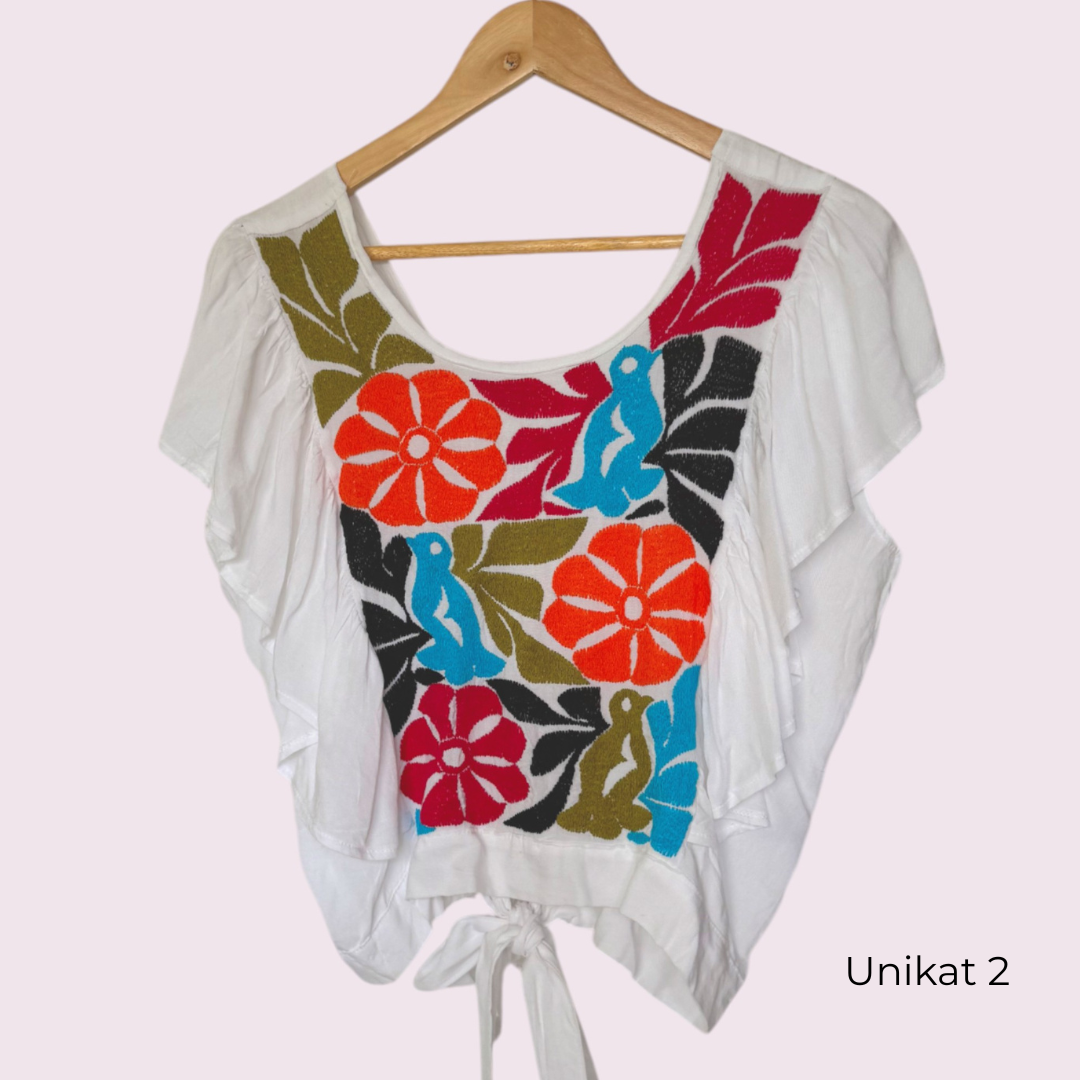 Handbestickte Bluse "Mariposa" aus Mexiko - bunt