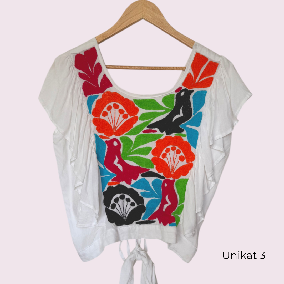 Handbestickte Bluse "Mariposa" aus Mexiko - bunt