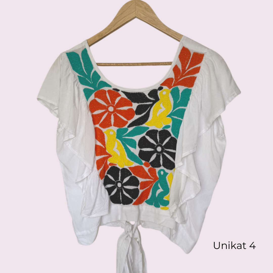Handbestickte Bluse "Mariposa" aus Mexiko - bunt