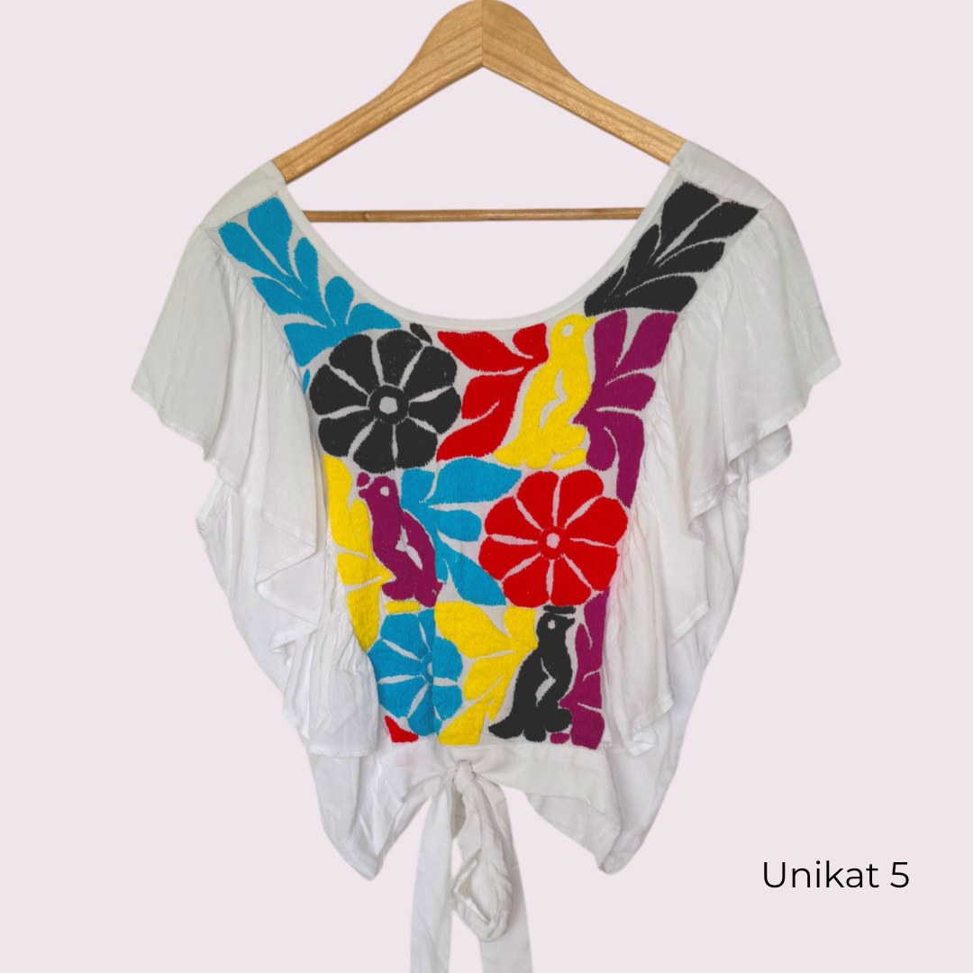 Handbestickte Bluse "Mariposa" aus Mexiko - bunt