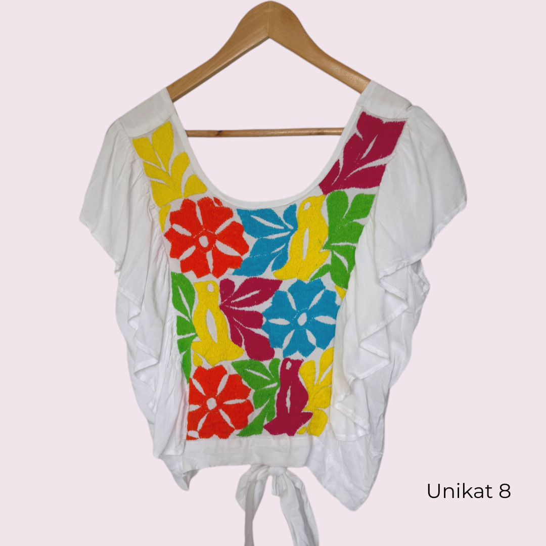 Handbestickte Bluse "Mariposa" aus Mexiko - bunt