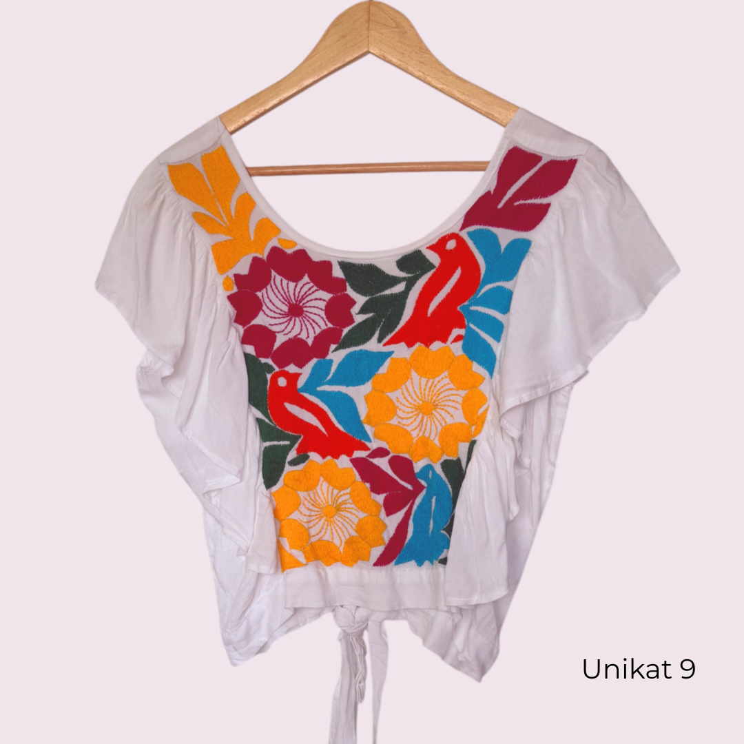 Handbestickte Bluse "Mariposa" aus Mexiko - bunt