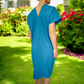 Blusenkleid, mexikanisches Bata-Kleid "Rhombus" - azurblau