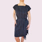 Gewebtes Kleid mit Gürtel und Raffung "Carmen" aus Mexiko - blau-bunt