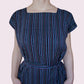 Gewebtes Kleid mit Gürtel und Raffung "Carmen" aus Mexiko - blau-bunt