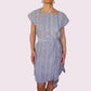 Gewebtes Kleid mit Gürtel und Raffung "Carmen" aus Mexiko - schwarz-weiß-beige