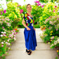 Handbesticktes Kleid "Sofia" aus Mexiko - königsblau-bunt