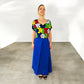 Handbesticktes Kleid "Sofia" aus Mexiko - königsblau-bunt