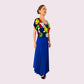 Handbesticktes Kleid "Sofia" aus Mexiko - königsblau-bunt