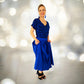 Handbesticktes Kleid "Sofia" aus Mexiko - königsblau-schwarz