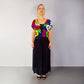 Handbesticktes Kleid "Nora" aus Mexiko - schwarz-bunt