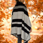 Gewebter Poncho "Cocol" aus Mexiko - schwarz-weiß