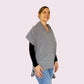 Gewebter Poncho, Stola, Cape "Lucía" aus Mexiko - schwarz-weiß