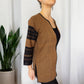 Gewebtes Sakko, Jacke "Cocol" aus Mexiko - beige-schwarz mit Saum