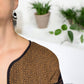 Gewebtes Sakko, Jacke "Cocol" aus Mexiko - beige-schwarz mit Saum