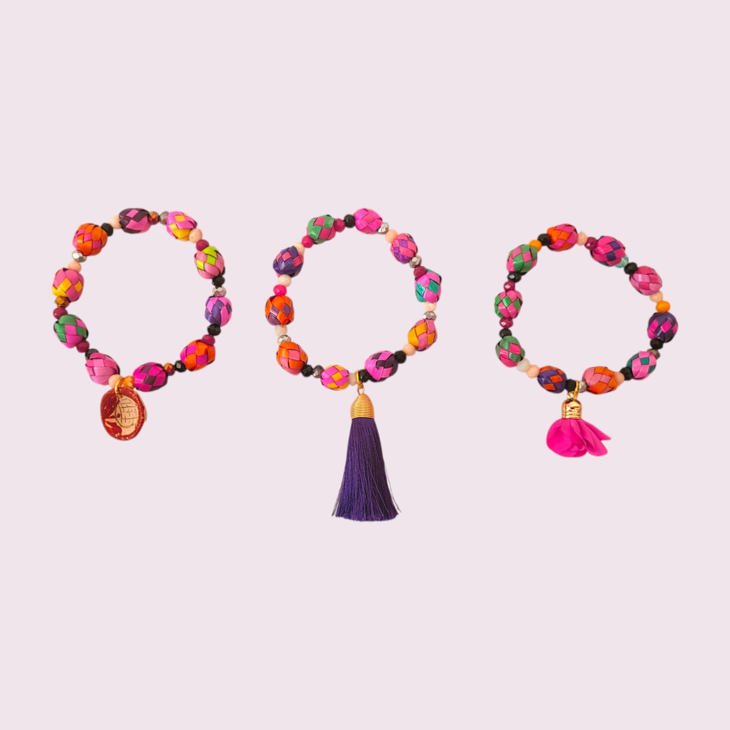 Armbandset "Blütentraum" aus Mexiko - lila