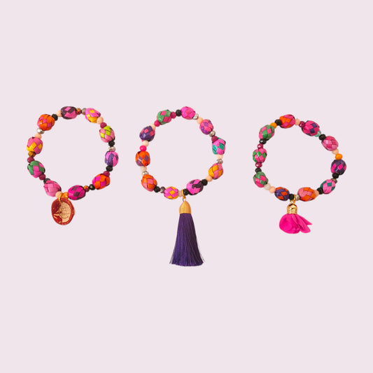 Armbandset "Blütentraum" aus Mexiko - lila