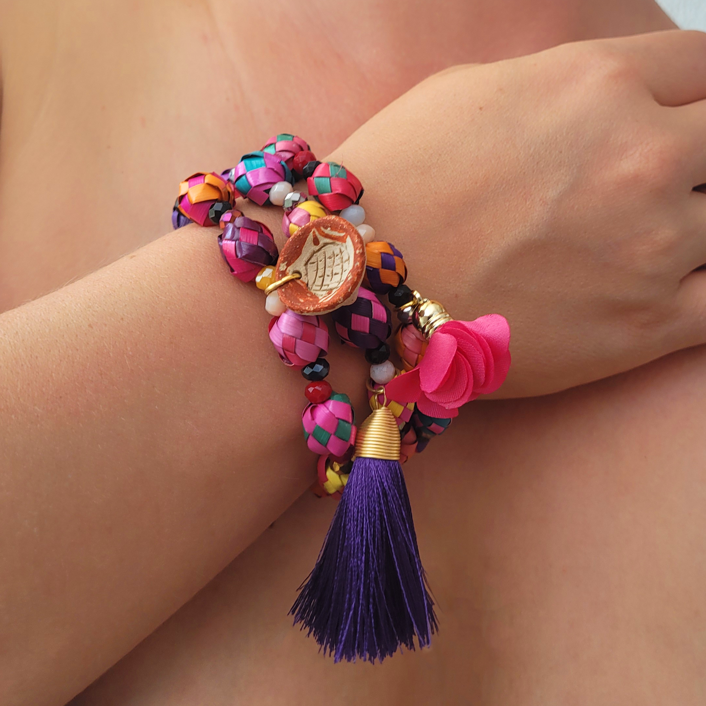 Armbandset "Blütentraum" aus Mexiko - lila