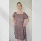 Gewebtes Kleid mit Gürtel und Raffung "Carmen" aus Mexiko - bunt